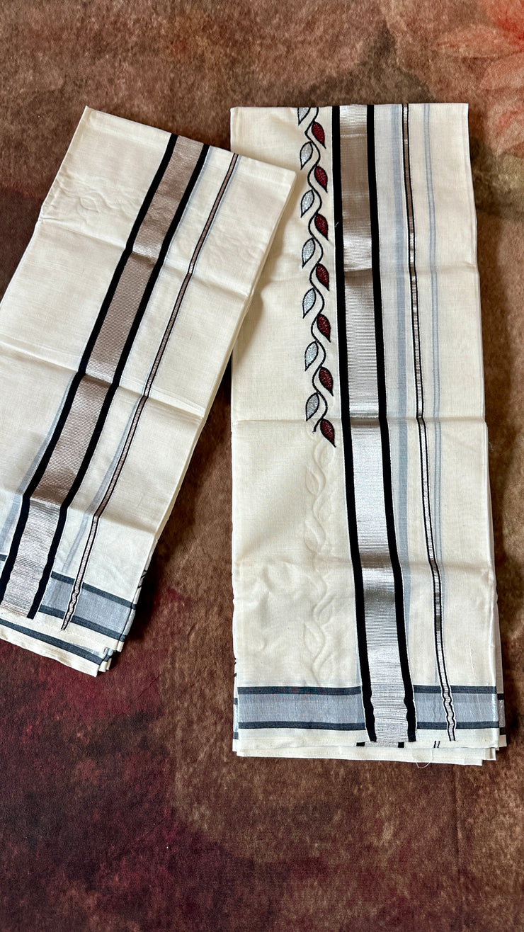 Set mundu with thread emroidery