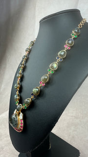 Semi precious gem stone and moissanite necklace