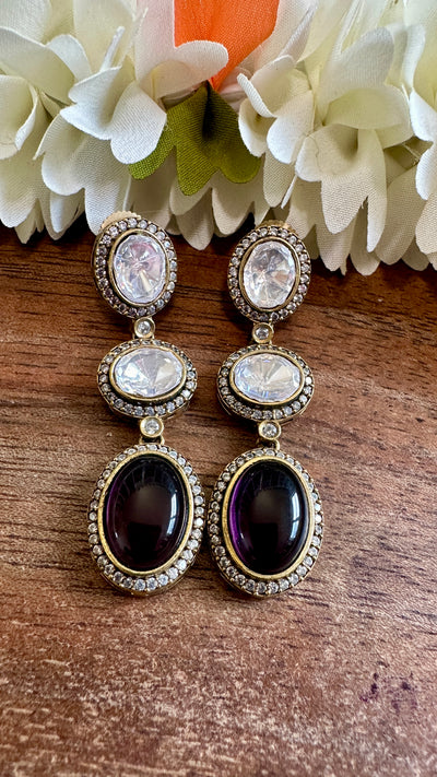 Victorian finish earring with Purple stone