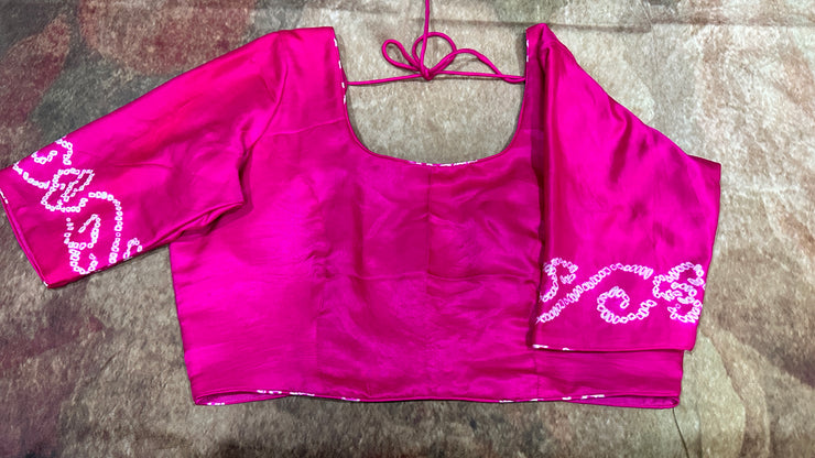 Pink gajji silk blouse