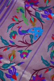 Semi tussar silk saree with Paithani weave, with stitched blouse