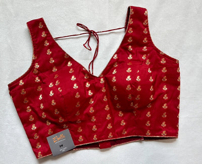 Red Banarsi silk blouse