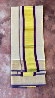 Tissue set mundu with purple and border