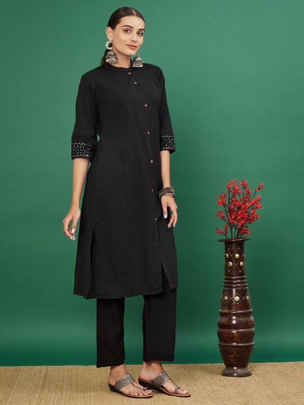 Black cotton kurti with bottom