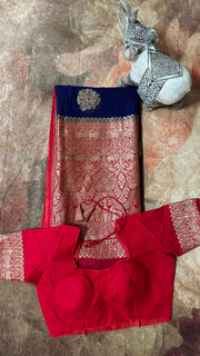 Khaddi georgette silk saree with stitched blouse