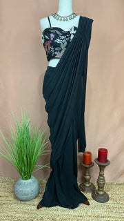 Black ready made saree with blouse and jacket