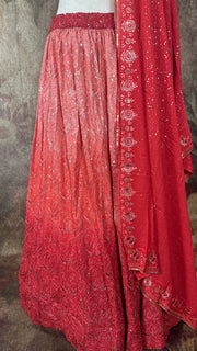 Peach ombre lehanga with blouse and dupatta