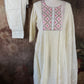 Off white flared anarkali with bottom and dupatta