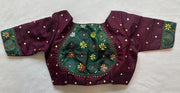 Maroon color blouse with kanta work , mirror and bead work