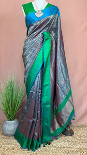 Pure Katan designer brocade silk saree with BP