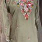 Olive green embroidered kurti with gharah and dupatta