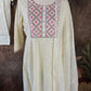 Off white flared anarkali with bottom and dupatta