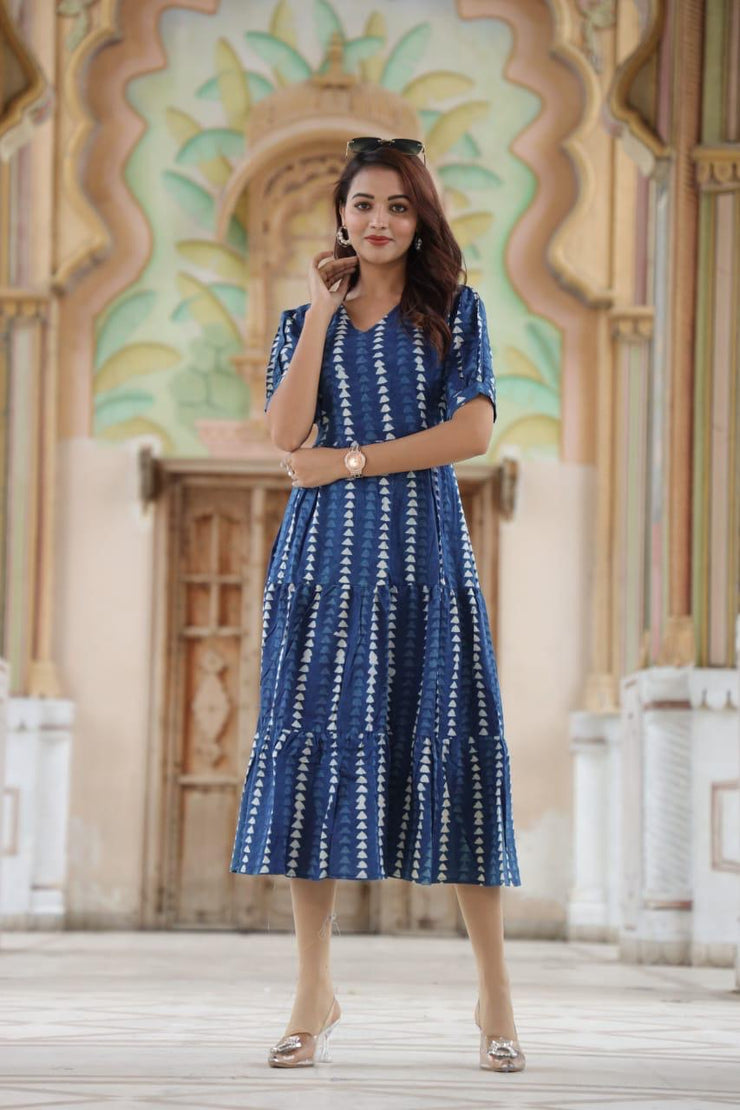 Indigo blue cotton dress