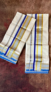 Set mundu gold silver and maroon color thread weave
