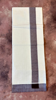 Soft cotton mulloth set mundu with brown border