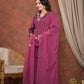 Wine red crepe kurti with flared palazzo and dupatta