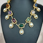 Semi precious gem stone and moissanite necklace