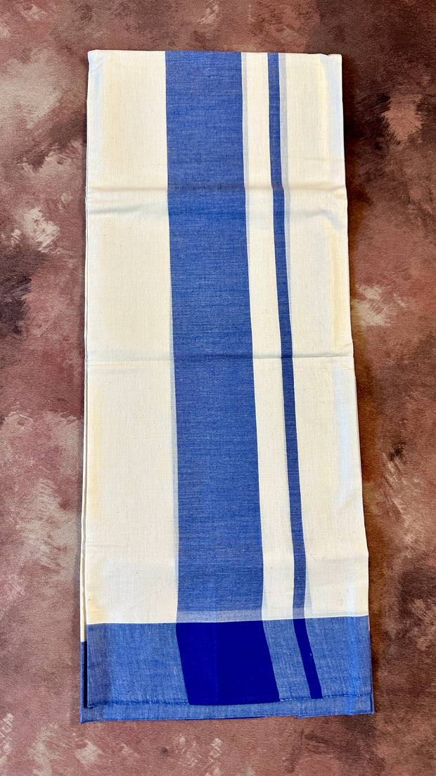 Soft cotton set mundu with blue border