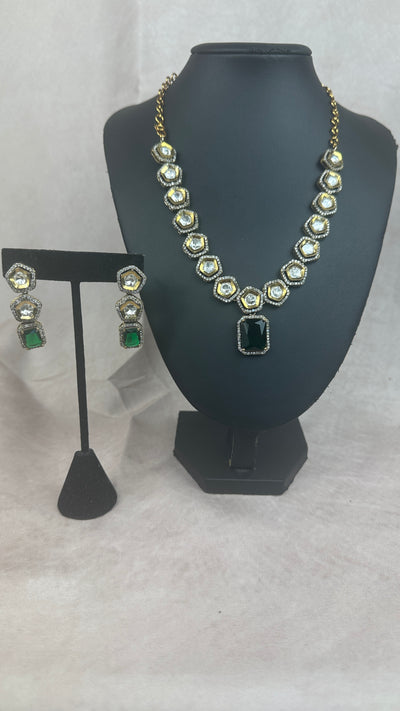 Moissanite necklace with Green stone