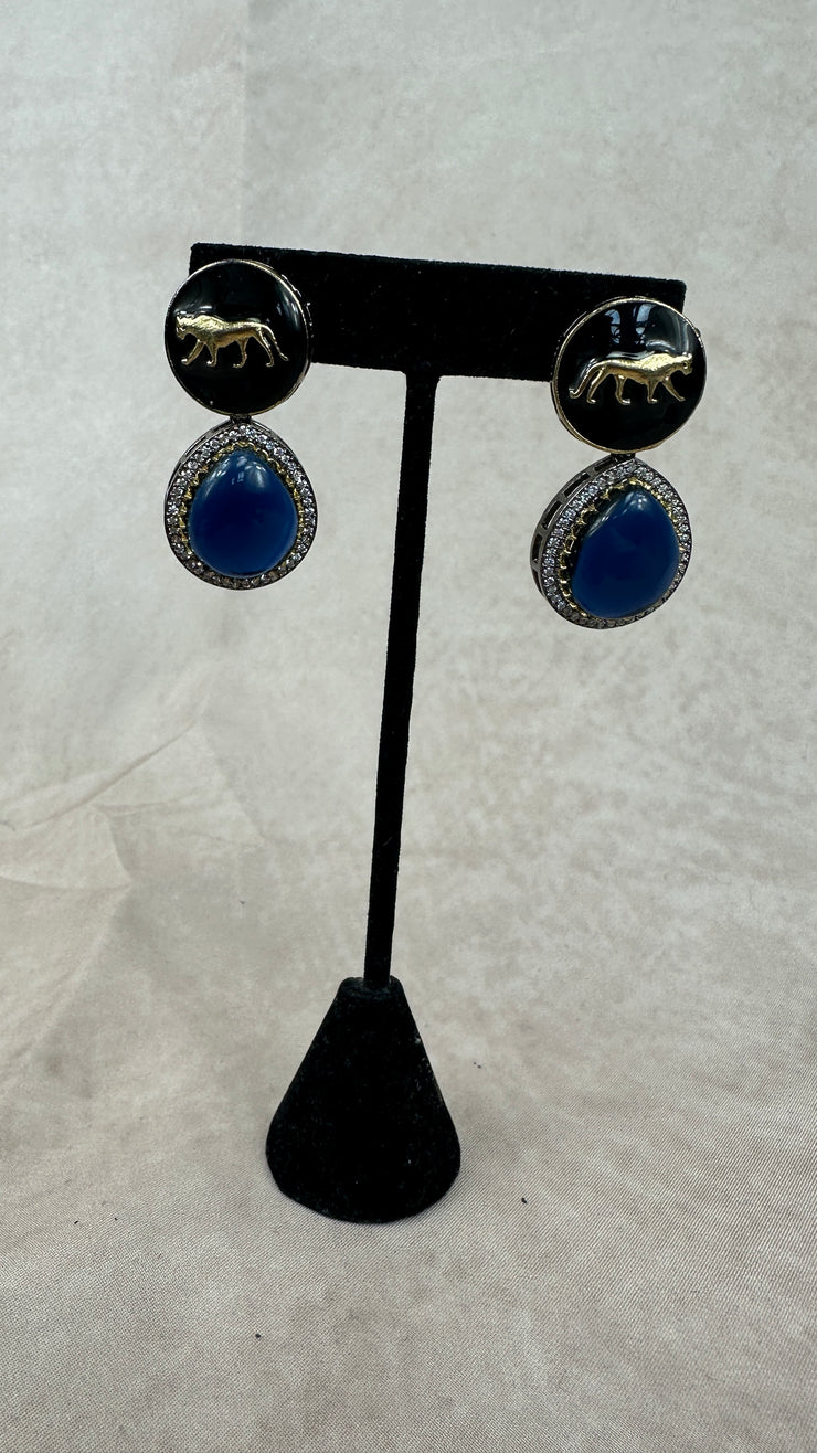 Blue stone designer replica necklace with earring