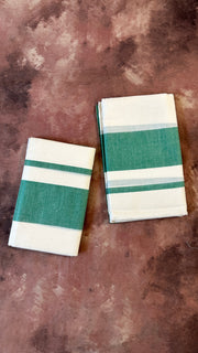 Soft cotton set mundu with green border