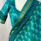 Handblock printed Maheswari cotton silk saree with stitched designer blouse