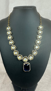 Moissanite necklace with blue stone