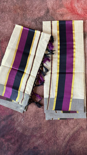 Tissue Set mundu with purple and black border