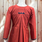 Orange cotton kurti with mirror and hadwork, and bottom