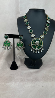 Designer necklace with Green stone work