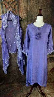 Silk kurti set with organza shrug