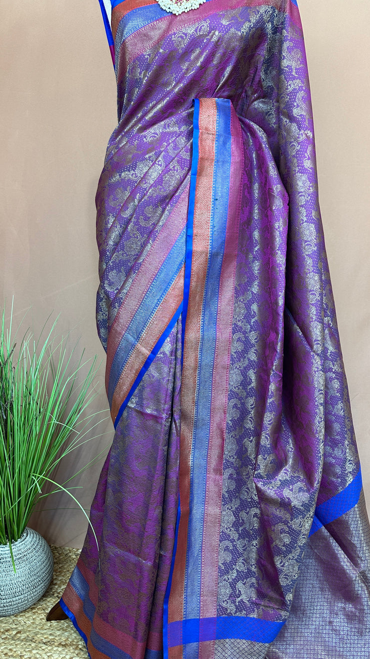 Pure Katan designer brocade silk saree with BP