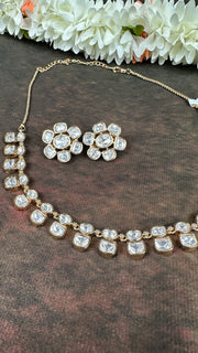 Moissanite stone necklace with studs