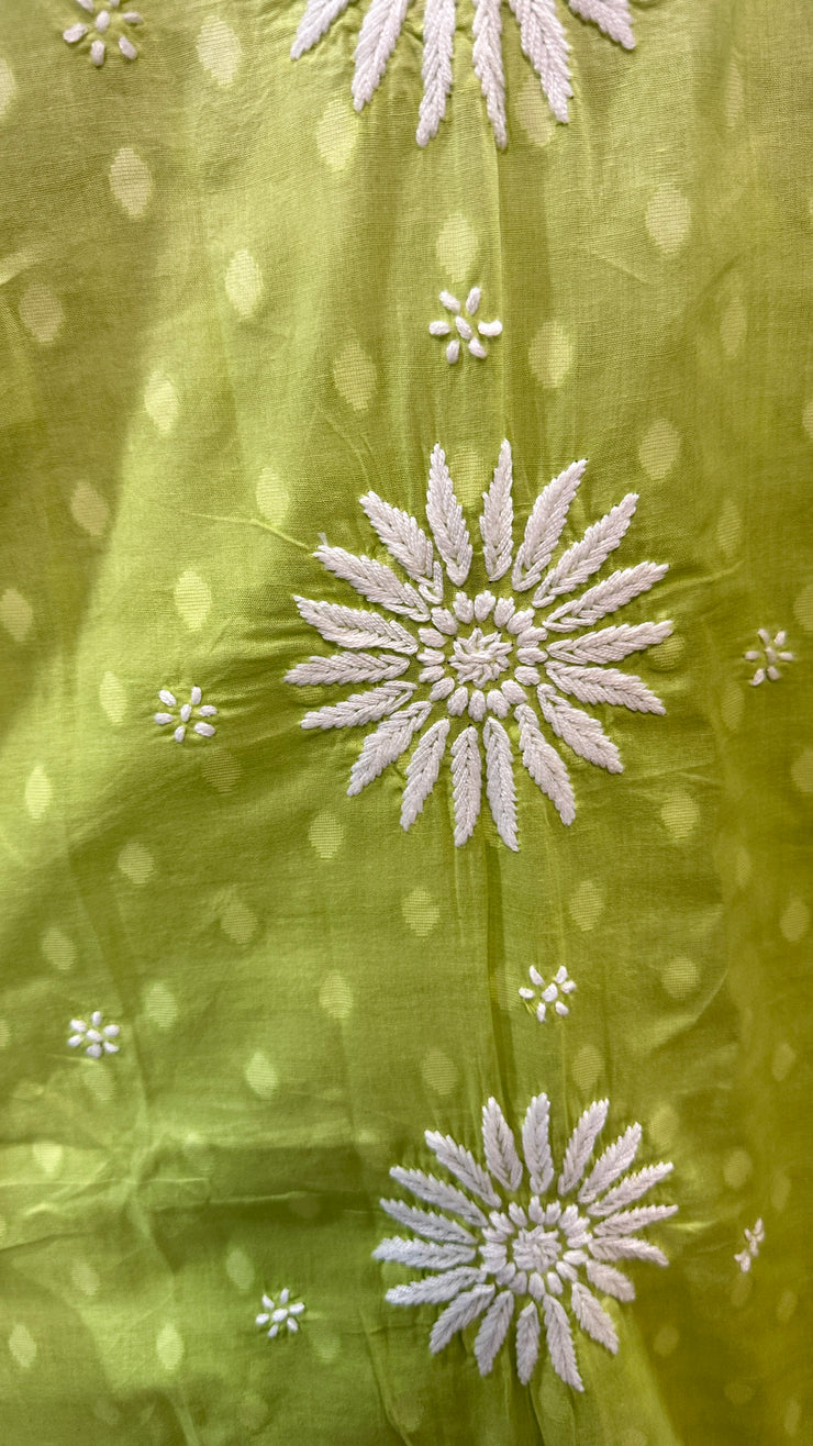 Light green ombre chikankari cotton kurti