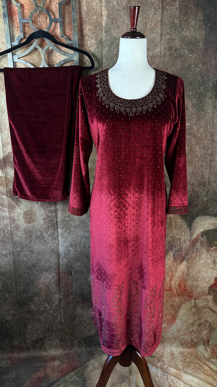 Velvet Kurti with bottom