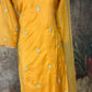 Mustard yellow embroidered kurti with gharah and dupatta