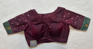 Maroon color blouse with kanta work , mirror and bead work