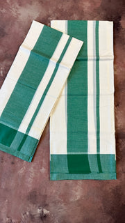 Soft cotton set mundu with green border