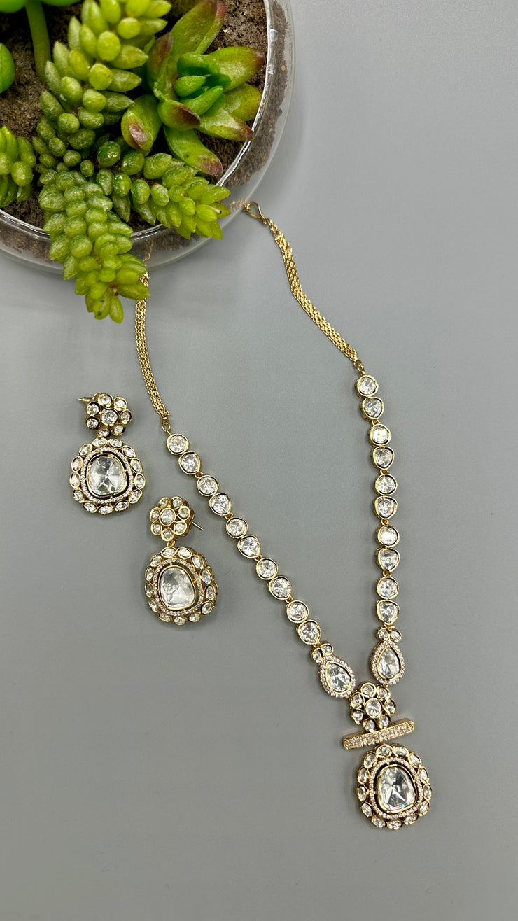 Moissanite stone necklace with earring