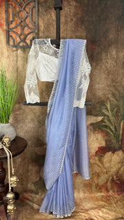 Pastel blue designer saree