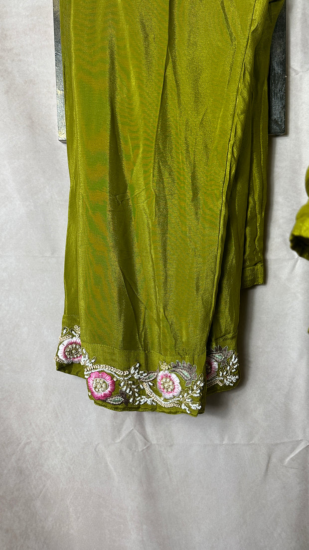 Green kaftan with palazzo