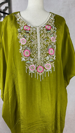 Green kaftan with palazzo