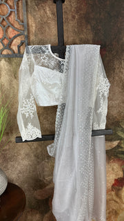 Light grey designer saree