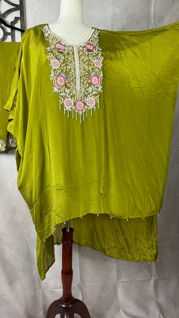 Green kaftan with palazzo