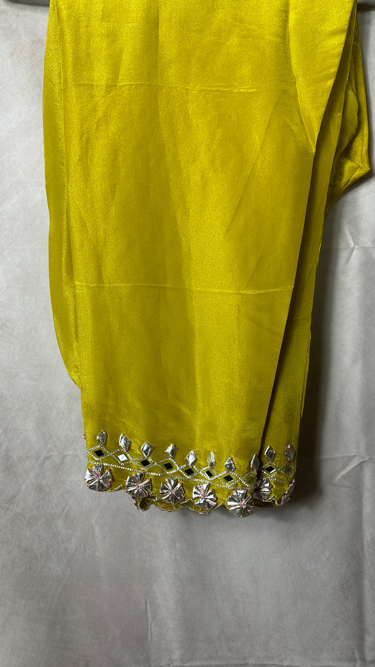 Yellow printed kaftan with bottom