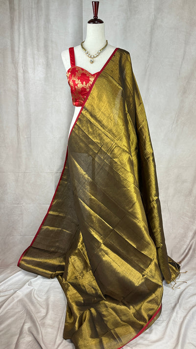 Light weight handwoven Cotton tissue saree