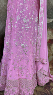 Lotus pink chikankari lehenga with sequins work