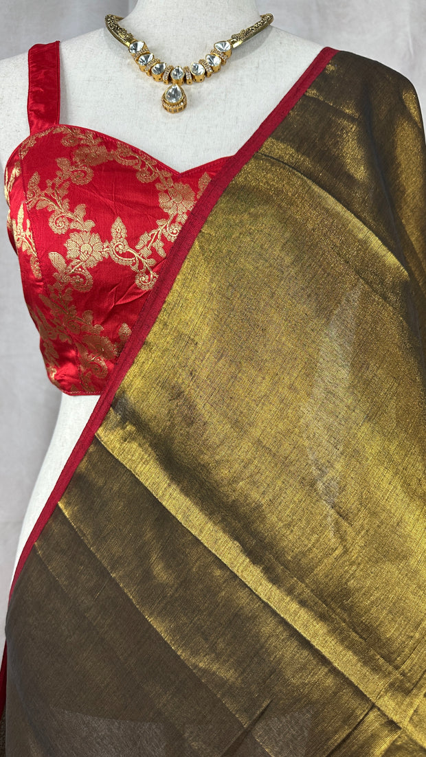 Light weight handwoven Cotton tissue saree