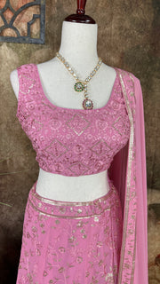 Lotus pink chikankari lehenga with sequins work