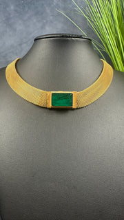 Necklace with green stone with stud